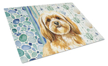 Load image into Gallery viewer, Gold Lhasa Apso Coastal Sea Glass Glass Cutting Board