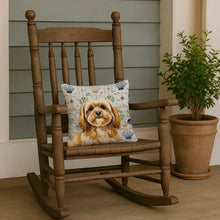 Load image into Gallery viewer, Gold Lhasa Apso Coastal Sea Glass Throw Pillow