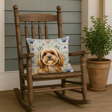 Load image into Gallery viewer, Gold Lhasa Apso Coastal Sea Glass Throw Pillow