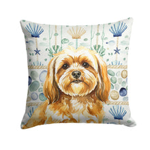 Load image into Gallery viewer, Gold Lhasa Apso Coastal Sea Glass Throw Pillow
