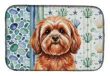 Load image into Gallery viewer, Red Lhasa Apso Coastal Sea Glass Dish Drying Mat