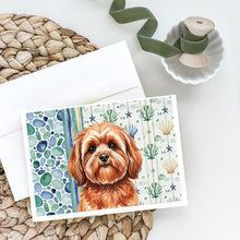 Load image into Gallery viewer, Red Lhasa Apso Coastal Sea Glass Greeting Cards Pack of 8