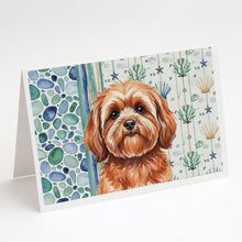 Load image into Gallery viewer, Red Lhasa Apso Coastal Sea Glass Greeting Cards Pack of 8