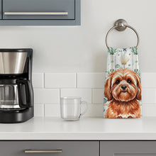 Load image into Gallery viewer, Red Lhasa Apso Coastal Sea Glass Kitchen Towel