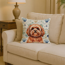 Load image into Gallery viewer, Red Lhasa Apso Coastal Sea Glass Throw Pillow