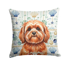 Load image into Gallery viewer, Red Lhasa Apso Coastal Sea Glass Throw Pillow