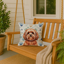 Load image into Gallery viewer, Red Lhasa Apso Coastal Sea Glass Throw Pillow