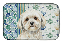Load image into Gallery viewer, White Lhasa Apso Coastal Sea Glass Dish Drying Mat