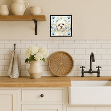 Load image into Gallery viewer, White Lhasa Apso Coastal Sea Glass Framed Metal Print