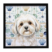 Load image into Gallery viewer, White Lhasa Apso Coastal Sea Glass Framed Metal Print
