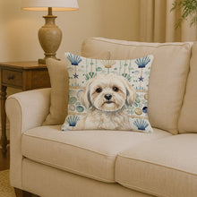 Load image into Gallery viewer, White Lhasa Apso Coastal Sea Glass Throw Pillow