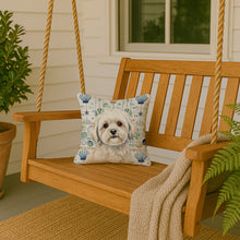 Load image into Gallery viewer, White Lhasa Apso Coastal Sea Glass Throw Pillow