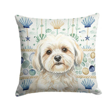 Load image into Gallery viewer, White Lhasa Apso Coastal Sea Glass Throw Pillow