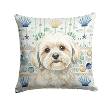 Load image into Gallery viewer, White Lhasa Apso Coastal Sea Glass Throw Pillow