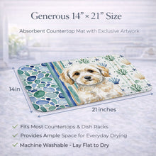 Load image into Gallery viewer, Maltipoo Coastal Sea Glass Dish Drying Mat