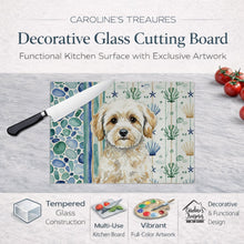 Load image into Gallery viewer, Maltipoo Coastal Sea Glass Glass Cutting Board