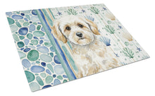 Load image into Gallery viewer, Maltipoo Coastal Sea Glass Glass Cutting Board