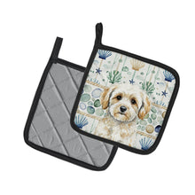 Load image into Gallery viewer, Maltipoo Coastal Sea Glass Pair of Pot Holders