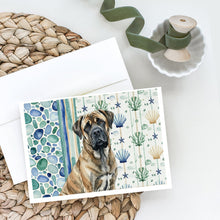 Load image into Gallery viewer, Brindle Mastiff Coastal Sea Glass Greeting Cards Pack of 8