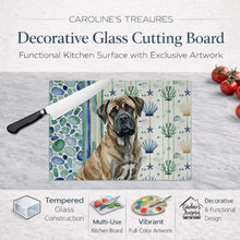 Load image into Gallery viewer, Brindle Mastiff Coastal Sea Glass Glass Cutting Board