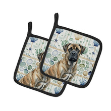 Load image into Gallery viewer, Brindle Mastiff Coastal Sea Glass Pair of Pot Holders