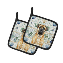 Load image into Gallery viewer, Fawn Mastiff Coastal Sea Glass Pair of Pot Holders