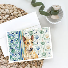 Load image into Gallery viewer, Miniature Bull Terrier Coastal Sea Glass Greeting Cards Pack of 8
