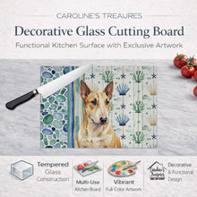 Load image into Gallery viewer, Miniature Bull Terrier Coastal Sea Glass Glass Cutting Board