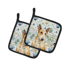 Load image into Gallery viewer, Miniature Bull Terrier Coastal Sea Glass Pair of Pot Holders