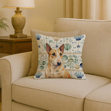 Load image into Gallery viewer, Miniature Bull Terrier Coastal Sea Glass Throw Pillow