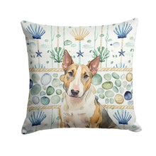 Load image into Gallery viewer, Tricolor Miniature Bull Terrier Coastal Sea Glass Throw Pillow