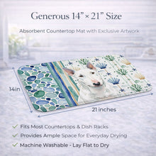 Load image into Gallery viewer, White Miniature Bull Terrier Coastal Sea Glass Dish Drying Mat