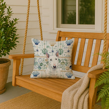 Load image into Gallery viewer, White Miniature Bull Terrier Coastal Sea Glass Throw Pillow