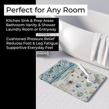 Load image into Gallery viewer, White Miniature Bull Terrier Coastal Sea Glass Memory Foam Kitchen Mat