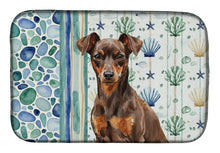 Load image into Gallery viewer, Chocolate and Rust Miniature Pinscher Min Pin Coastal Sea Glass Dish Drying Mat
