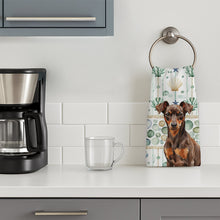 Load image into Gallery viewer, Chocolate and Rust Miniature Pinscher Min Pin Coastal Sea Glass Kitchen Towel