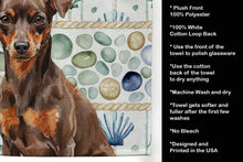 Load image into Gallery viewer, Chocolate and Rust Miniature Pinscher Min Pin Coastal Sea Glass Kitchen Towel