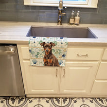 Load image into Gallery viewer, Chocolate and Rust Miniature Pinscher Min Pin Coastal Sea Glass Kitchen Towel