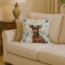 Load image into Gallery viewer, Chocolate and Rust Miniature Pinscher Min Pin Coastal Sea Glass Throw Pillow