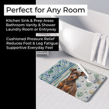 Load image into Gallery viewer, Chocolate and Rust Miniature Pinscher Min Pin Coastal Sea Glass Memory Foam Kitchen Mat