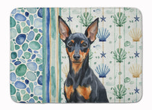 Load image into Gallery viewer, Black and Tan Miniature Pinscher Coastal Sea Glass Memory Foam Kitchen Mat