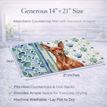 Load image into Gallery viewer, Red Miniature Pinscher Min Pin Coastal Sea Glass Dish Drying Mat