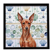 Load image into Gallery viewer, Red Miniature Pinscher Min Pin Coastal Sea Glass Framed Metal Print