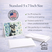 Load image into Gallery viewer, Black &amp; Silver Miniature Schnauzer Coastal Sea Glass Greeting Cards Pack of 8
