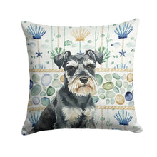 Load image into Gallery viewer, Black &amp; Silver Miniature Schnauzer Coastal Sea Glass Throw Pillow