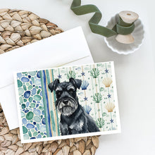 Load image into Gallery viewer, Black Miniature Schnauzer Coastal Sea Glass Greeting Cards Pack of 8