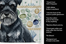 Load image into Gallery viewer, Black Miniature Schnauzer Coastal Sea Glass Kitchen Towel