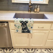 Load image into Gallery viewer, Black Miniature Schnauzer Coastal Sea Glass Kitchen Towel