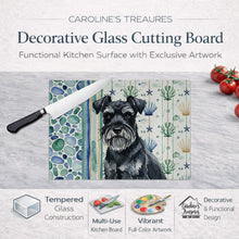 Load image into Gallery viewer, Black Miniature Schnauzer Coastal Sea Glass Glass Cutting Board