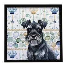 Load image into Gallery viewer, Black Miniature Schnauzer Coastal Sea Glass Framed Metal Print